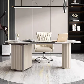 Italijos šviesos prabanga minimalistinis stalas šiferis biuro stalas ir kėdė, kartu kompiuterio stalas rašomasis stalas minimalistinio