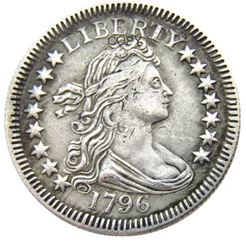 JAV 1796 Puoštas Krūtinė Ketvirtį Doleris Sidabro Padengtą Kopijuoti Monetos(1 Tipas)
