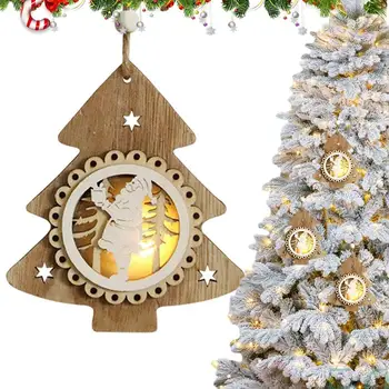 Kalėdų LED Šviesos Mediniai Šviesos Ornamentų Linksmų Kalėdų Papuošalai Namo Eglučių Papuošalai, Dovanos Vaikams Naujųjų Metų