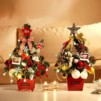 Kalėdų Mini Kalėdų Medžio Apdaila Darbalaukio Aukso Raudona Rinkinys