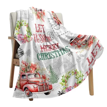 Kalėdų Poinsettia Derliaus Antspaudas Sunkvežimių Mesti Antklodę Kalėdų Antklodė Minkštas Pliušinis Šiltas Sofa Mesti Antklodę Atostogų Dovanos