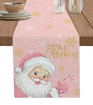 Kalėdų Rožinė Santa Claus Snaigės Saldainiai Stalo Runner Apdailos Namų Dekoro Vakarienės Stalo Dekoracija Stalo Dekoras