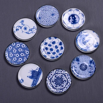Keramikos Miestelyje Izoliacinės Padėklai Kinų Stiliaus Teacup Mygtukai Mėlynos ir Baltos spalvos Porceliano Buities Arbatos Puodelio Kilimėlis Kung Fu Arbatos Rinkinys