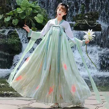 Kinų Stiliaus Hanfu Rinkiniai Moterims Senovės Kostiumas Gėlių Spausdinti Elegantiškas Pasakų, Cosplay Kostiumai, Rytų Tradicinė Princesės Suknelės