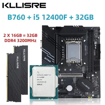 Kllisre B760 Rinkinys Core I5 12400F 2*16 GB = 32GB Atminties DDR4 3200 Darbalaukio LGA RAM 1700 Plokštė Rinkinys