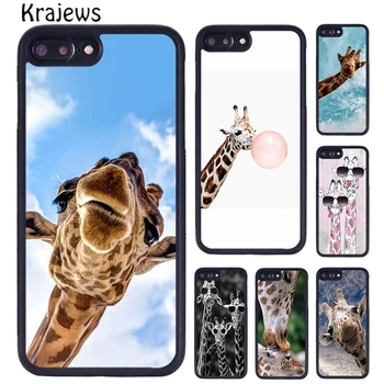 Krajews Gyvūnų Funy Pilka Žirafos su Akiniais, Telefono dėklas Skirtas iPhone 15 14 6 7 8 plius XR XS 11 12 13 pro max coque