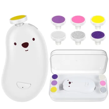 Kūdikio Nagų Žirklės su LED Light 2 Greičio Režimo Elektros Kūdikio Nagų Kirpimo mašinėlės (6) Šlifavimo Galvutės Įkrovimo Kūdikio Nagų Failą Rinkinys