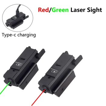 Lauko USB įkrovimo Žalia/Raudona, Kuriomis Taškų Lazeris 11/20mm Geležinkeliais Picatinny Weaver Lauko Taktinių Ginklų Aksesuarai