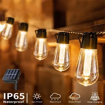 LED Saulės Pasakos String Šviesos Lauko Kalėdinė Dekoracija Lemputė IP65 Vandeniui S14 Saulės LED Žibintai Atostogų Girliandą Sodo
