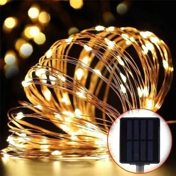 LED Saulės String lempa 2 režimas, Fėja, Kalėdų Šviesos Žibintai 20m 200LED Varinės Vielos Vestuves Dekoro Lempos Garliava
