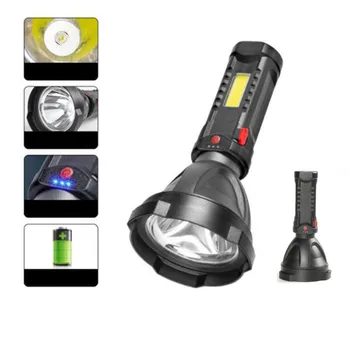 LED Žibintuvėlis rankena flash šviesos pusėje Lempos įmontuota Baterija USB Įkrovimo COB Nešiojamų paieškos Žibintuvėlį, Fakelą Šviesos P1