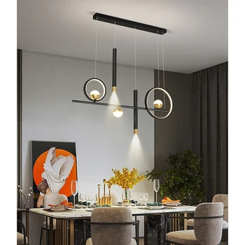 Lemputė Reguliuojamas Integruotas LED Metalo Linijinio Liustra Minimalistinis Modernus Šiuolaikinio Valgomasis, Gyvenamasis Kambarys su Virtuvės Fojė K