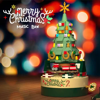 Linksmų Kalėdų Apšvietimo Medžio Statyba Blokai, Plytos Creative Muzikos Dėžės, Apdailos Vaikų Vaikams Kalėdų Senelio Dovanos