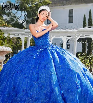 Meksikos XV Royal Blue Quinceanera Suknelės Brangioji Duobute Saldus 16 Inscenizacija Chalatai China Vestidos de 15 años