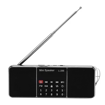 Mini Nešiojamas Įkraunamas Stereo L-288 FM Radijas, Garsiakalbis, LCD Ekranas, Parama TF Kortelė USB Disko MP3 Muzikos Grotuvas Garsiakalbis（Juoda）