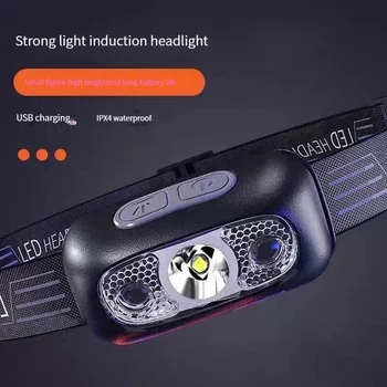 Mini Įkrovimo Galingas Jutiklis, Žibintų Žvejyba, Kempingas USB Galvos Žibintuvėlis COB LED Žibintas Fakelas Žibintai Priekiniai Žibintai