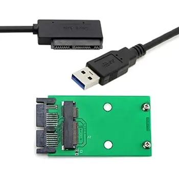 MiniPCIE 16P mSATA SSD Micro USB Adapter Kortele, USB 2.0 Kabelis