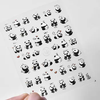 Nagų Priedai Animacinių filmų Panda Nagų Lipdukai Nagų Dailės Apdailos Bambuko Lapų Modelio Gyvūnų Panda Nagų Lipdukai 