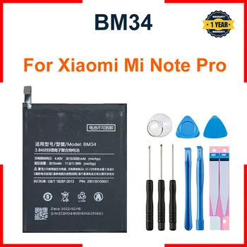 NAUJAS BM34 Baterijos Pakeitimo Xiaomi Mi Pastaba Viršų Versija Bateria Remontas Telefono 3010mAh Baterijos