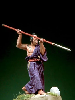 Naujas Nesurinkti 1/32 54mm Samurajų į Hitatare su Yari (1600-1867) Dervos Rinkinys 