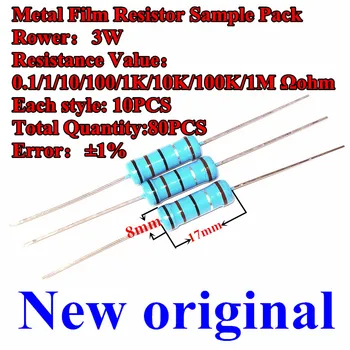 Naujas Originalus Metalo Kino Rezistorius Sample Pack 1% 3 m / 0.1 1/10/100/10 k / 100 k / 1 k / 1 m Ω Ω spalvos žiedai