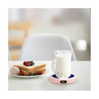Nešiojamas USB Šildymo Taurės Šiltas 3-Pavarų Kavos Puodelis Šilumos Miestelyje Smart Termostatiniai Karšto Mygtukai Pieno Arbata Šildymo kilimėlis-Rožinė