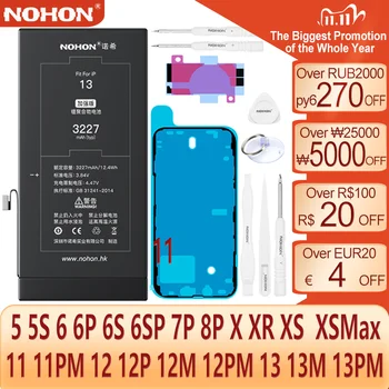 NOHON Baterija APPLE iPhone 13 Pro Max 12 Mini 8 7 Plus X XS 11 XR SE2020 5 5S 6 6S iPhone13 iPhone8 Ličio Polimero Bateria