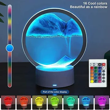 Nuotolinio Lempos Rėmelis Naktį Menas 16 Sandscape Su RGB Šviesos diodų (LED Jūrą Giliai Juda Ekranas smėlio laikrodis Smėlio Spalvos