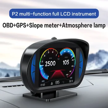 OBD2+GPS Head Up Display Dviguba Sistema Digtial Vandens Oil Temp Turbo Paspauskite lnclinometer HUD Automobilių Spidometro Daviklis Automobilio Elektroninių