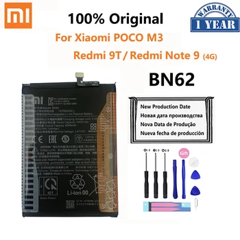 Originalus 100% Naujas BN62 Pakeitimo 6000mAh Baterija Xiaomi Pocophone POCO M3 Redmi 9 Pastaba 4G 9T Telefono Baterijų Bateria
