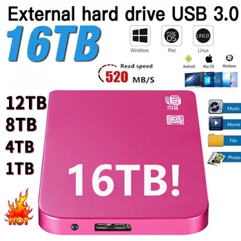 Originalus Kietasis Diskas 1 TB Nešiojamų SSD 2TB Išorinio Kietojo Disko USB 3.0/Tipas-C greitųjų Saugojimo Kietajame Diske PC/Mac/Telefono