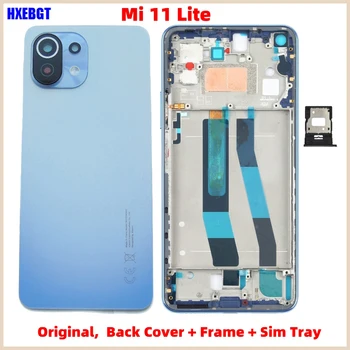 Originalą Xiaomi 11 Lite, Mi11 Lite 5G NE Galinį Dangtelį + LCD Priekinis Rėmas + garso Mygtuką + Kameros Stiklo Objektyvas + Sim Tray Dalys