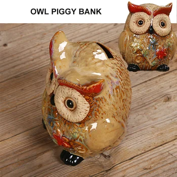 Pelėda Piggy Bank Kūrybinės Keramikos Piggy Dėžės Animacinių Filmų Monetų Taupyklė Saugus Eurų Elektroninių Organizatorius Konteinerių Namų Puošybai