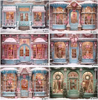 Pink House Kalėdų Sniego Žiemos Kalėdos Medžių Backdrops Mielas Mergaičių Gimtadienis Apdailos Parduotuvė Sluoksnių Photozone Reklama Rekvizitai