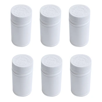 Plastikiniai Tuščias Medicina Buteliai Pill Tabletės Bako Laikiklis 6Pcs Balta