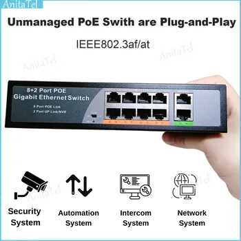 POE Gigabit Ethernet Switch Aktyvių Tinklo Jungiklis Pridėti Maitinimo Ethernet 10/100/1000Mbps, IP Kamera, Wireless AP VLAN Pareigos