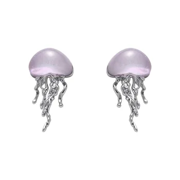 Saldus kietas nišą stiliaus high-end romantiška paprasta fluorescentinės spalvos medūzos sidabrinė adata auskarai