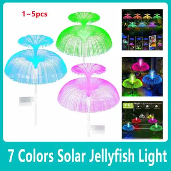 Saulės Jellyfish Šviesos 7 Spalvų Saulės Sodas Žibintai LED Optinio Pluošto Šviesos Lauko Vandeniui Dekoro Lempų, Skirtų Vejos Kiemo, Sodo