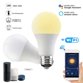 Smart Wifi Lemputė Tamsos Smart Lemputė 15W Šalta&Šiltas LED E27 B22 WiFi LED Stebuklinga Lempa Balso Kontrolės Dirbti Su Alexa 