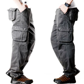 Taktinis Krovinių Kelnės Vyrams Lauko Aukšto Juosmens Atsitiktinis Multi Kišenės Karinės Outwear Armijos Tiesios kelnės Ilgos Kelnės Didelio dydžio