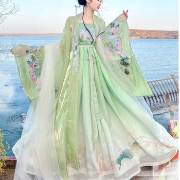 Tango Hanfu Moterų Suknelė Guofeng Rankovėmis Marškiniai, Elegantiškas Princesė Senovės Kostiumas Super Pasakų Cosplay Etapo Rezultatus Apranga Panele