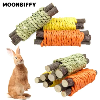 Triušis Kramtyti Žaislus Lapin už Šinšilų kiaulytes Žiurkėno Aksesuarai, Ekologiški Natūralūs Apple Medienos Žolės Pet Bunny Triušiai Žaislai