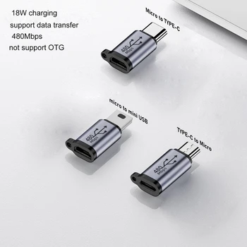 TypeC Micro USB, Mini USB Adapteris Keitiklis 18W Aliuminio Lydinio Jungtis 480 M U4LD