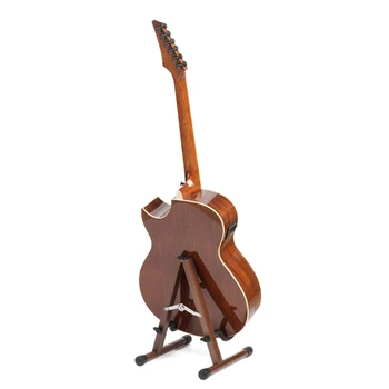 Universalios Lankstymo Akustinės Gitaros Stovas Reguliuojamas Medinių Grindų Gitara Turėtojas Nešiojamų A-Frame Muzikos Instrumentų Stovas