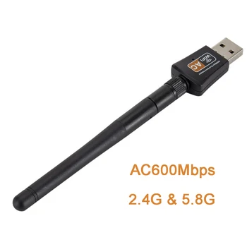 USB wifi 600Mbps Dvigubos Juostos Adapteris AC600 2.4 GHz, 5 ghz WiFi su Antena PC Mini Kompiuterio Tinklo plokštė, Imtuvas, 802.11 b/n/g/ac