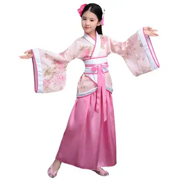 Vaikai Hanfu Suknelė Tradicinės Kinų Hanfu Suknelė Vaikams Reguliuojamas Diržas ilgomis Rankovėmis Etapo Rezultatus Kostiumas su Apsiaustu