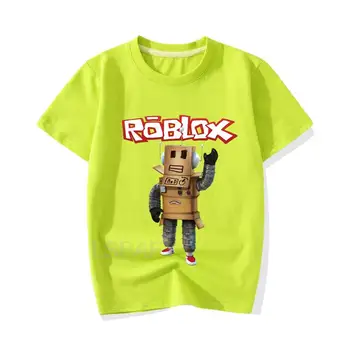 Vaikų Drabužiai ROBLOX Animacinių filmų Spausdinti Sujungimas T-shirt O-kaklo Sporto marškinėliai Berniukams, Mergaitėms Viršūnes Aukštos Kokybės Grynos Medvilnės trumpomis Rankovėmis
