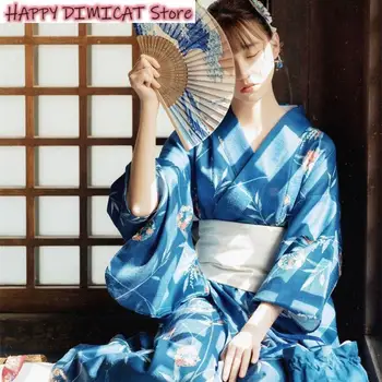 Vasaros Megztinis Kimonos Moterims, Japonijos Tradicinių Kimono Cosplay Suknelė, Kostiumas Geiša Yukata Skraiste Fotografijos Drabužiai