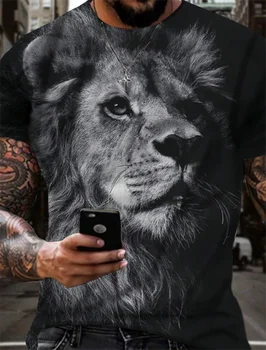 Vasarą Karšto Pardavimo Retro T-shirt Vyrai Žiaurus Liūtas 3D Spausdinimo Mados Trumpas Rankovės marškinėliai, vyriški Drabužiai, Didelių marškinėliai 100-6XL