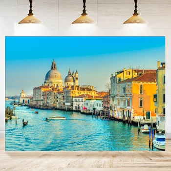 Venecija Miesto Fotografijos Fonas Istorinės Kultūros Dekoracijos Fone Italija Vandeningas Miesto Upės Mėlyno Dangaus Vaikai Suaugusiųjų Portretus